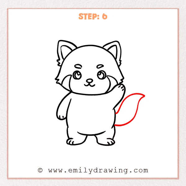 how to draw a red panda - Step 6